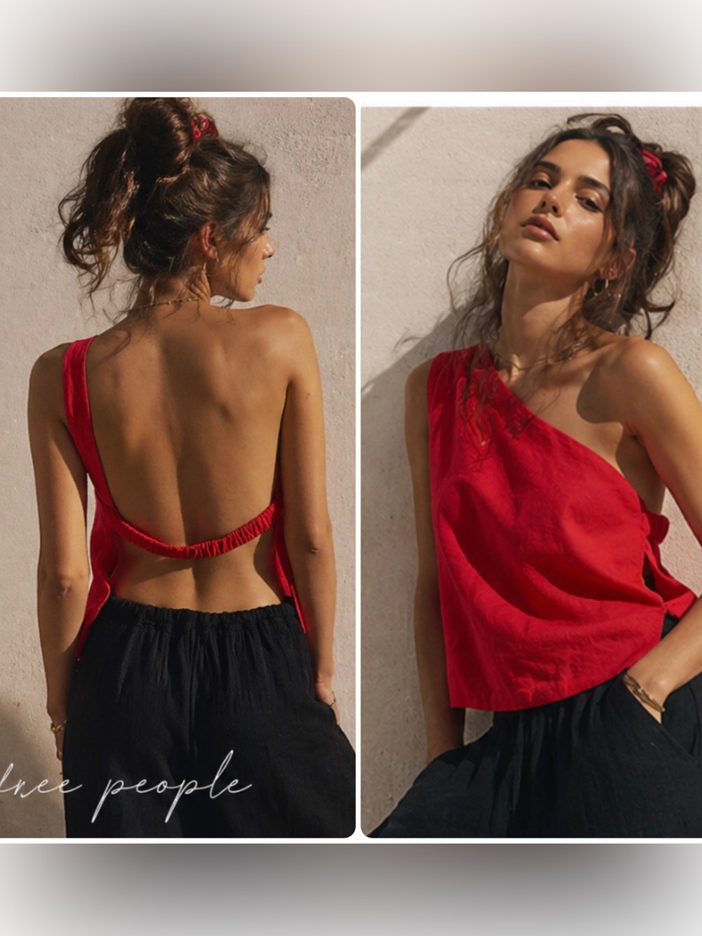 NWT Free People Free-EST XL One shoulder open back 100% Cotton Tank